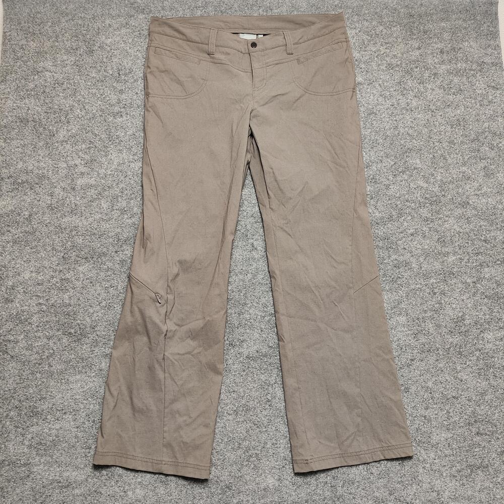 Athleta Pants Womens 16 Beige Straight Leg Stretch Hiking Zip Pocket Outdoor